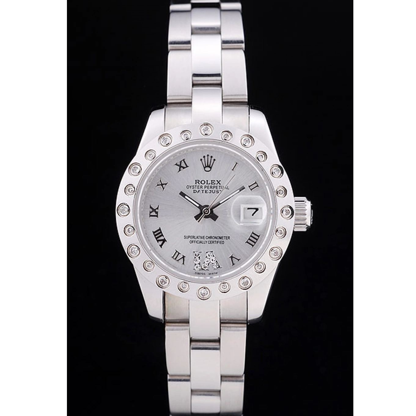 AAA Replica Watches Polished Silver 7474 Dial Silver Bezel Datejust Rolex Diamonds 0615